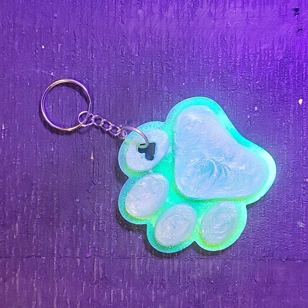 🔑 Electric Green Fur Mama Key Chain - Handmade